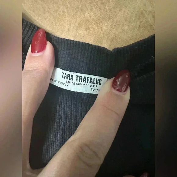 ZARA TRAFALUC Embroidered Sweatshirt Balloon Sleeve Women’s Size Small - Picture 7 of 9